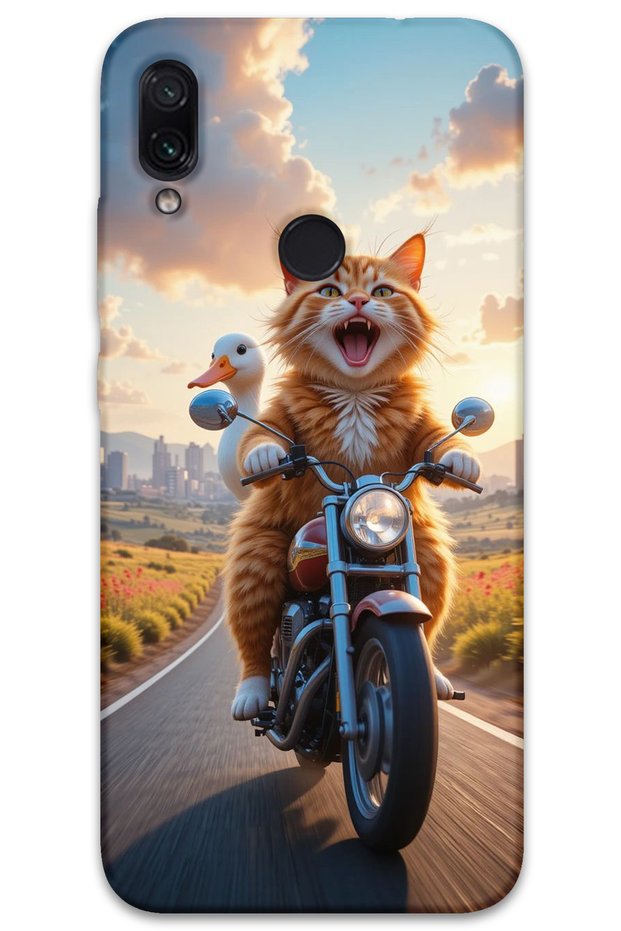 Xiaomi Redmi Note 7 Case Hd Pattern Printed Back Cover - Crazy Cat