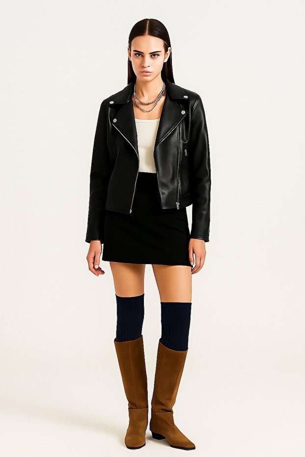 2 Çift Basic Lastikli Kalın Pamuk Karışımlı Diz Üstü Çorap - 3