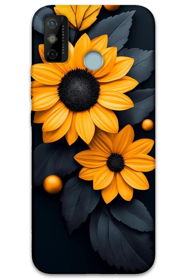 Tecno Spark 6 Go Case Hd Pattern Printed Back Cover - Black Floral