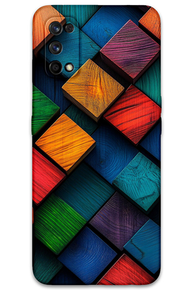 غطاء خلفي لهاتف Realme 7 Pro بنمط HD مطبوع - نمط مربع - 1