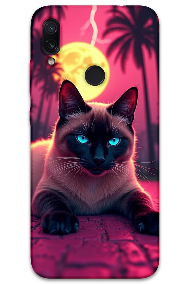 Xiaomi Redmi Note 7 Case Hd Pattern Printed Back Cover - Tense Cat