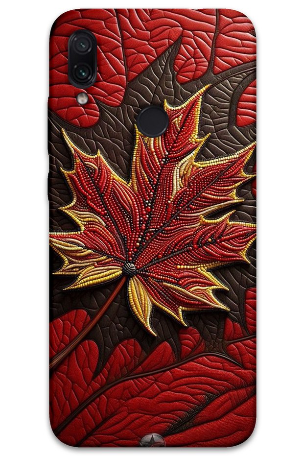 Xiaomi Redmi Note 7 Case Hd Pattern Printed Back Cover - Red Leaf