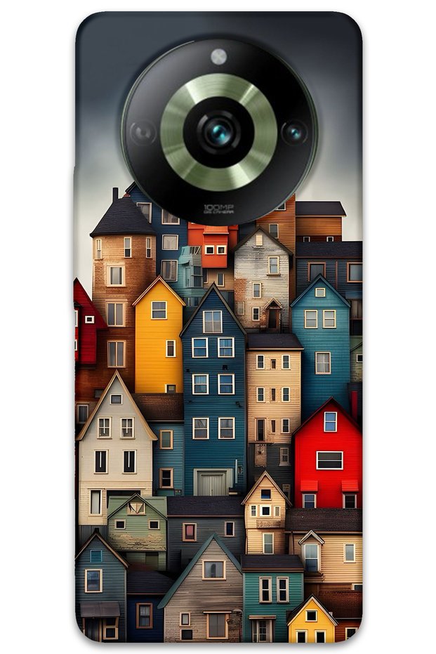 Realme 11 Pro Plus Case Hd Pattern Printed Back Cover - Colorful Houses