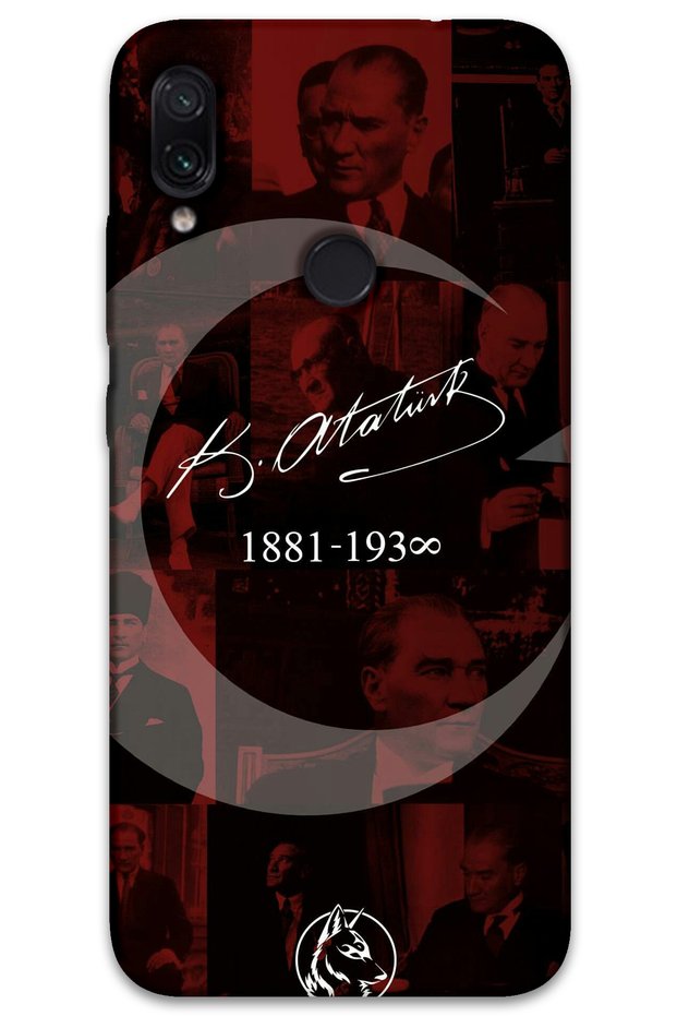 Xiaomi Redmi Note 7 Case Hd Pattern Printed Back Cover - Ataturk Crescent and Star