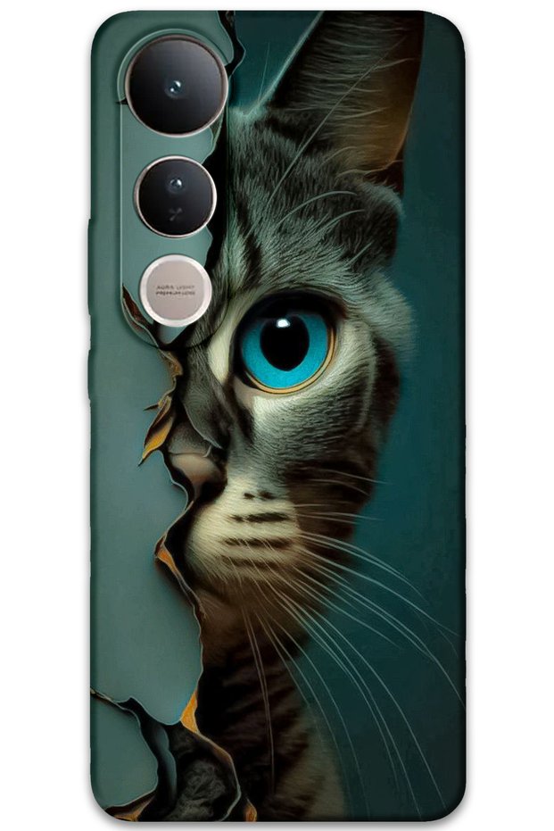Vivo V50 Lite 4g Case Hd Pattern Printed Back Cover - Blue Cat