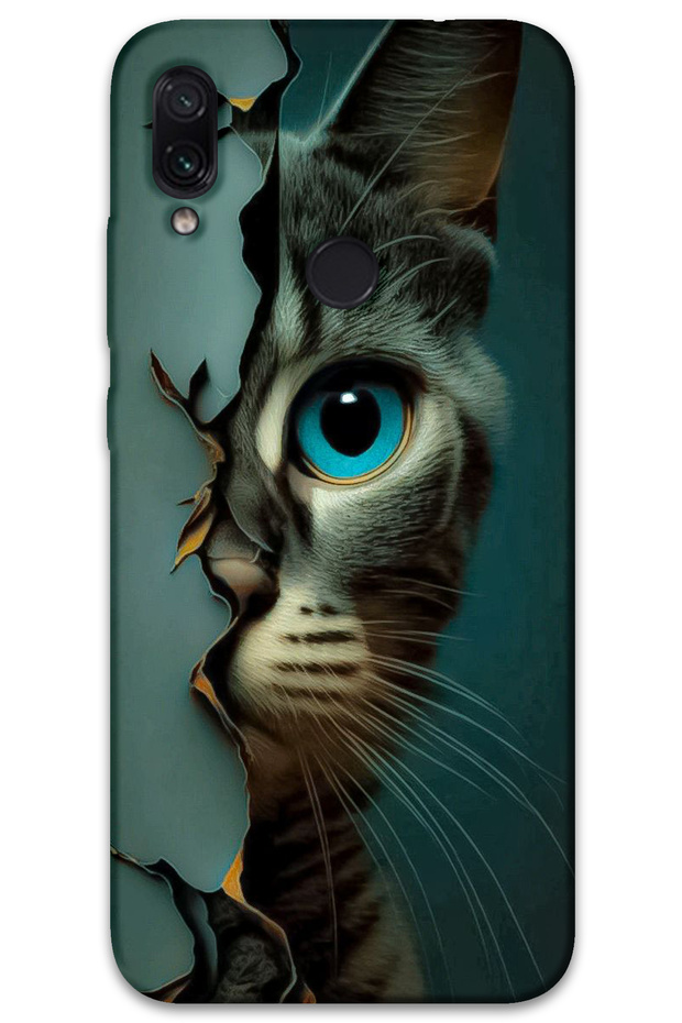 Xiaomi Redmi Note 7 Case Hd Pattern Printed Back Cover - Blue Cat