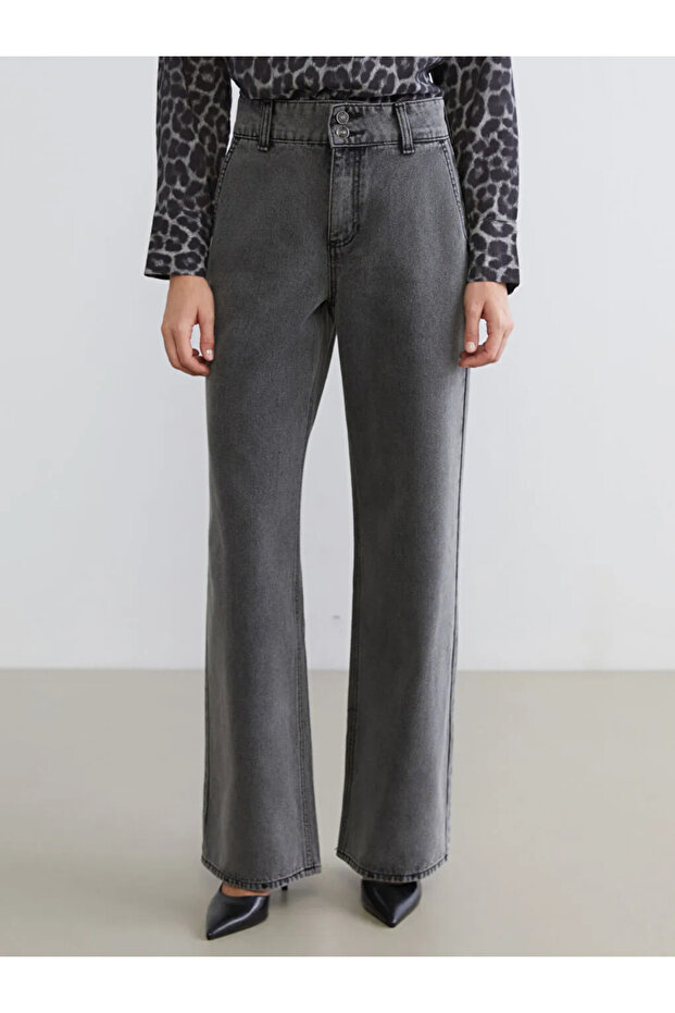 Lcw Jeans Gray Wideleg Women's Jean Pants