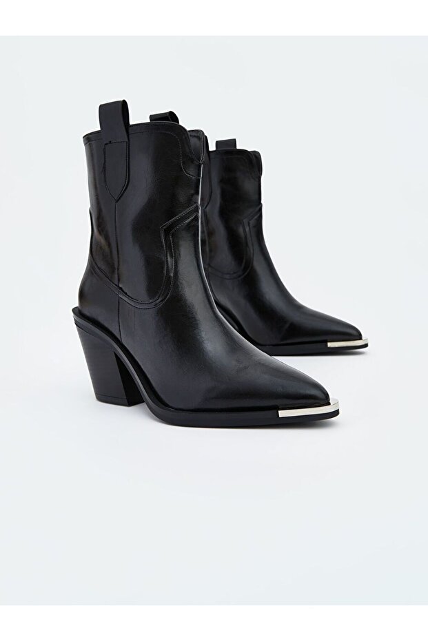 LCW STEPS Sivri Burun Deri Görünümlü Kadın Bot - 2