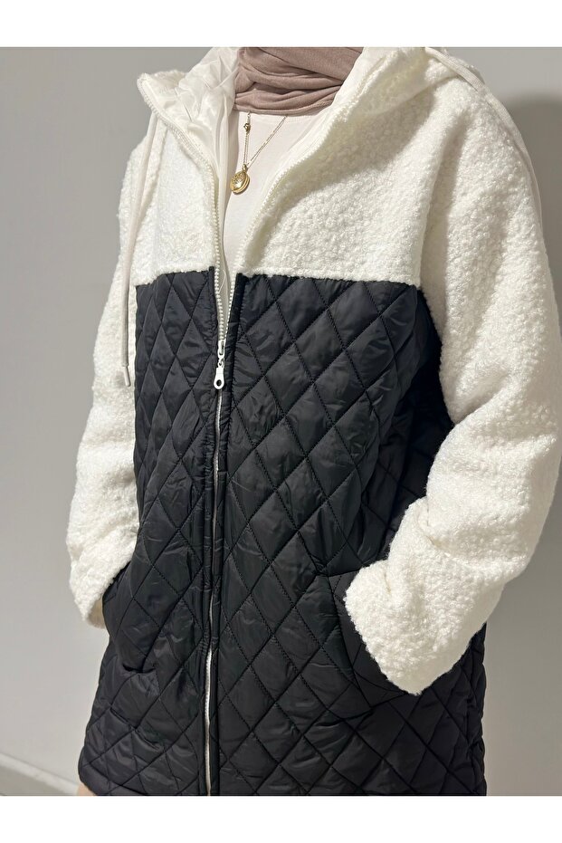 cu glugă Jumătate de pluș geacă matlasată - 6