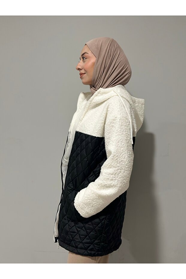 cu glugă Jumătate de pluș geacă matlasată - 5