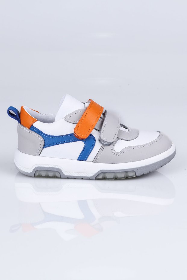 5001 Genuine Leather Sports Shoes B.-Grey-Orange - 24