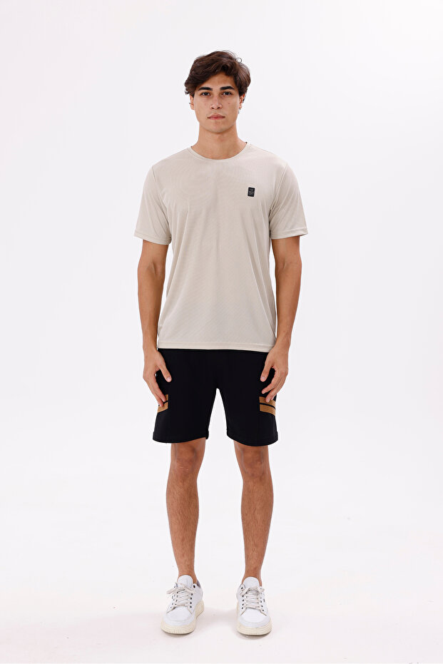 Crew Neck Stretchy Jersey Textured Comfortable Fit Anti-Sweat Soft Feel Short Sleeve T-Shirt