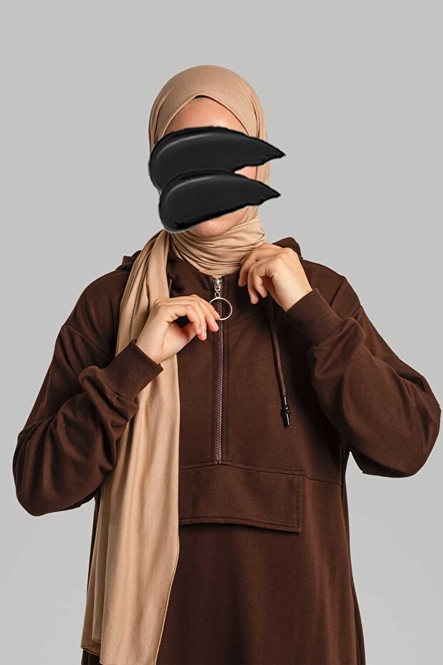 Kapşonlu Pamuklu Elbise - 6