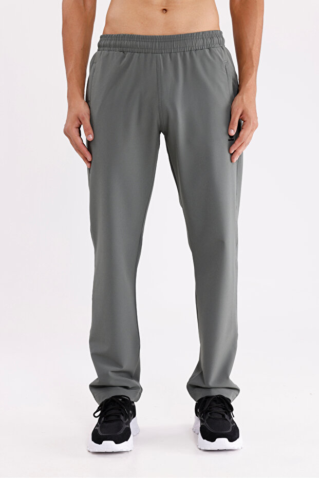 Flat Leg Comfortable Fit Sports Sweatpants with Side Pockets and Elastic Waistband