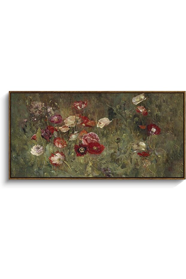Botanical Floral Art With Outer Frame 50x100 cm for Bedroom Decor