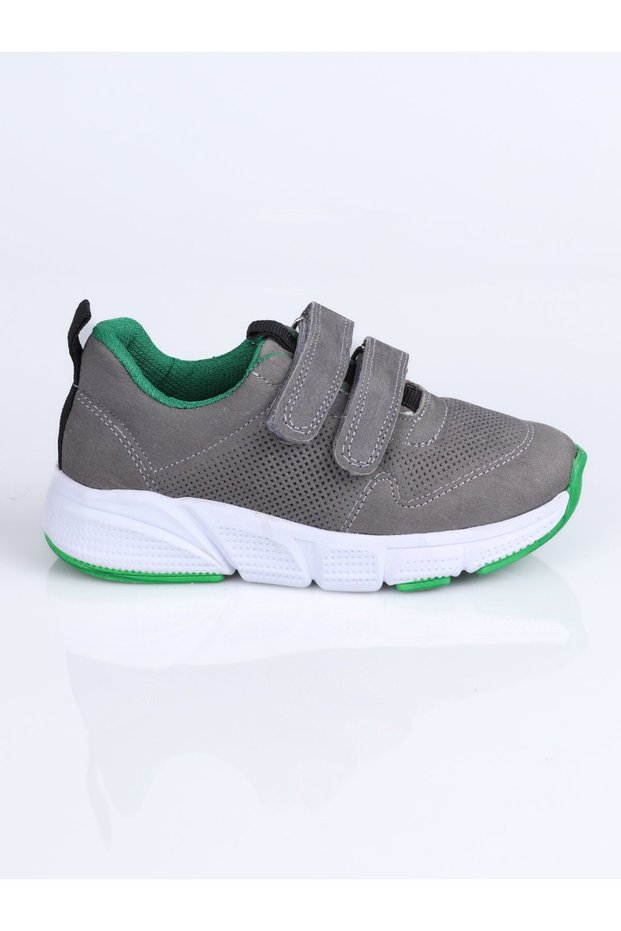 2040 Genuine Leather Sports Shoes P.-Gray-Green - 30