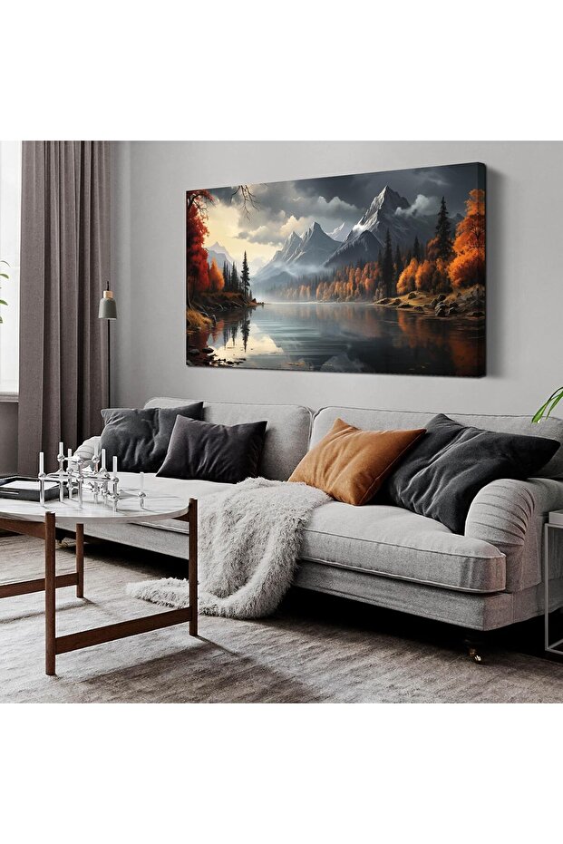 Gray Landscape Unframed Poster 60x120cm, Mountain & Lake Modern Prints for Home Decor