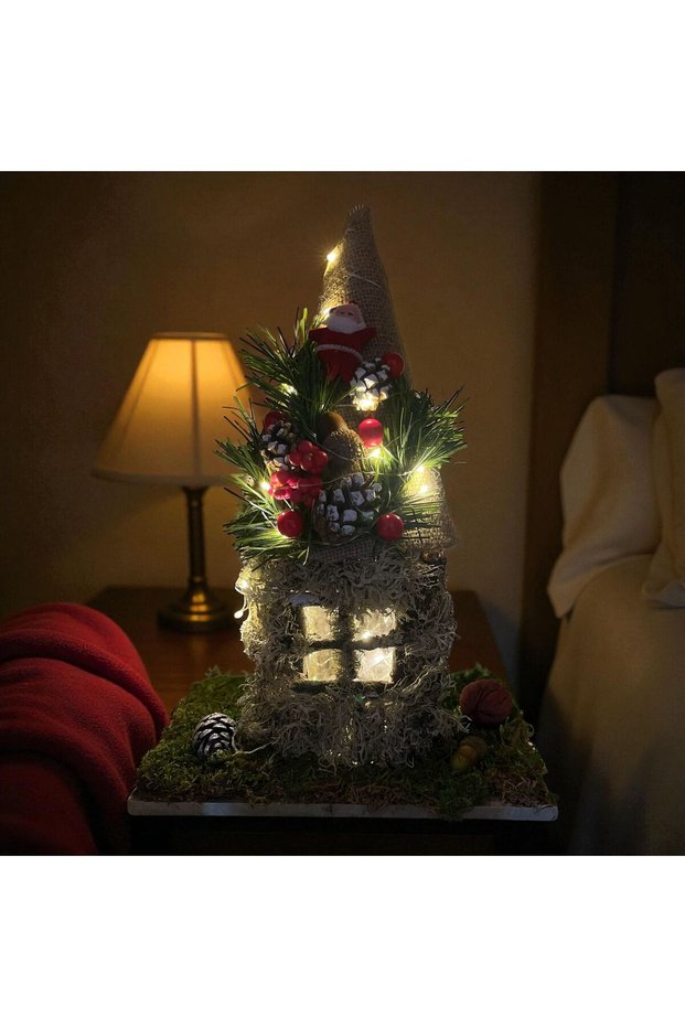 Natural Oak Tree Christmas Night Light with Fairy Led Lights - Christmas Winter Lodge New Year New Year's Eve