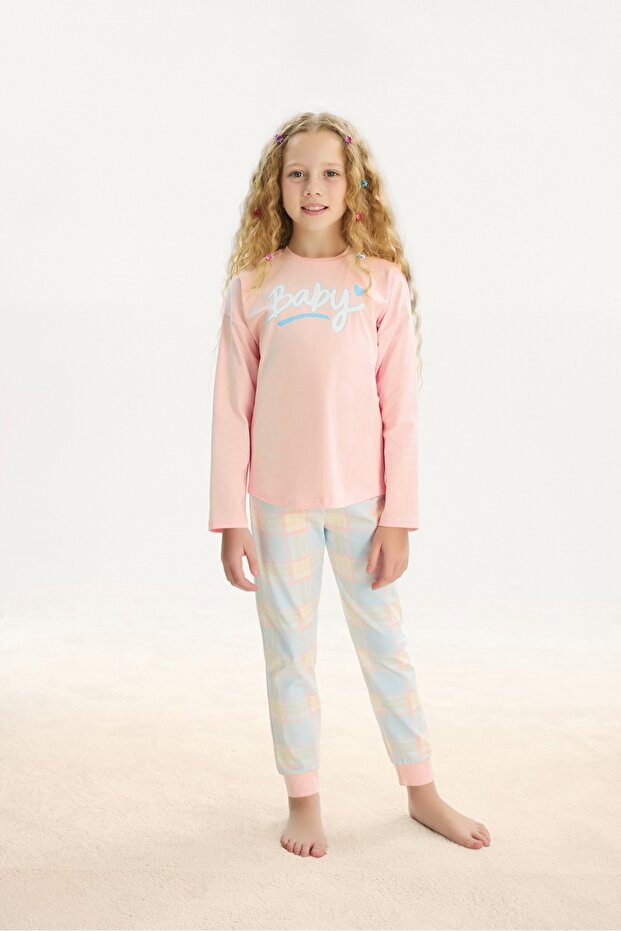 8752 Girls' Printed Pajama Set