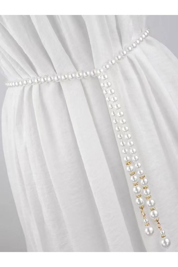 White Color Stone Pearl Women's Waist Belt