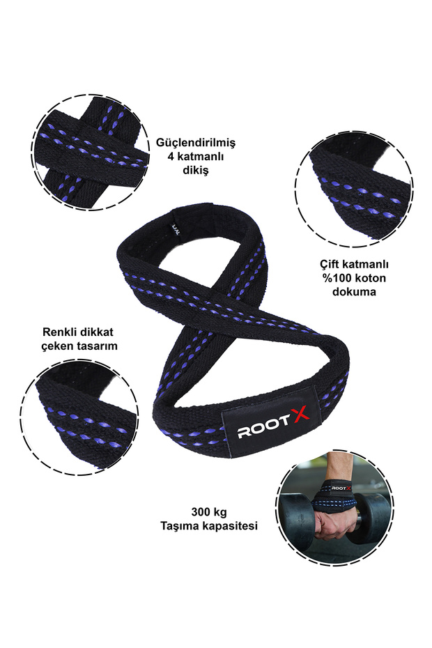 8 Loop Lifting Straps Siyah Mavi (S-M BEDEN) - 4