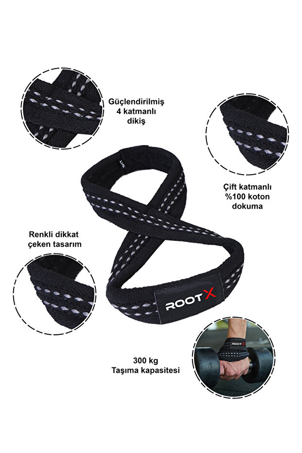 8 Loop Lifting Straps Siyah Gri (S-M BEDEN) - 3
