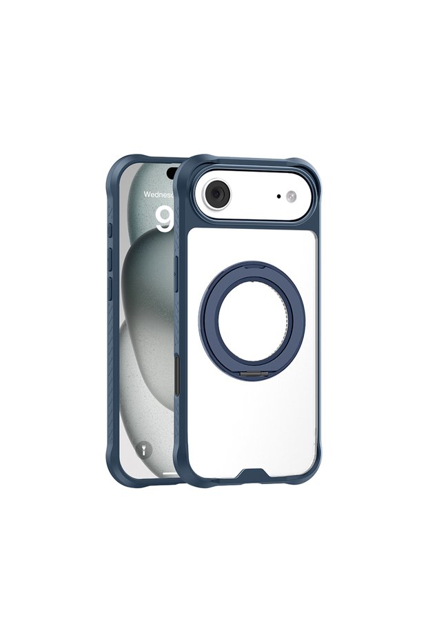 iPhone 17 Air Compatible Case M-Safeli Ring Stand Airbag Design Obsidian Series Cover Navy Blue
