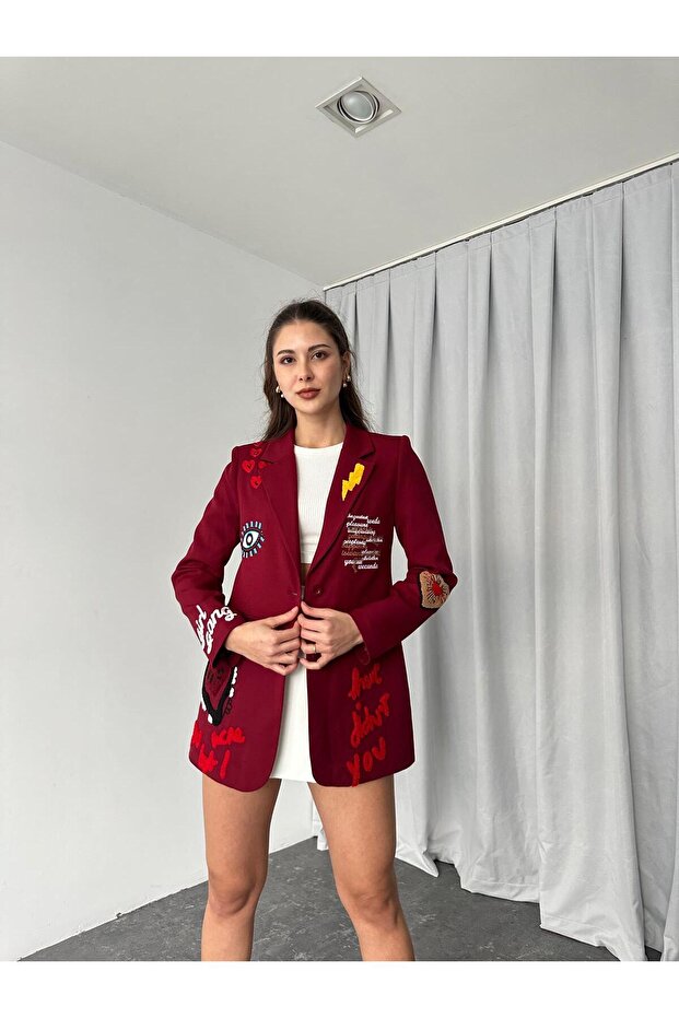 KADIN NAKIŞLI TASARIM CEKET - 8