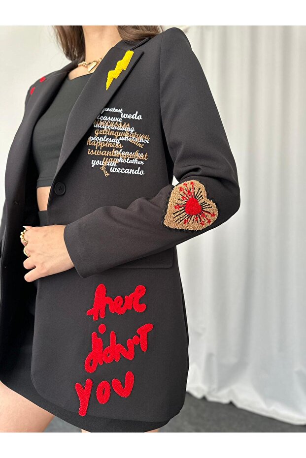 KADIN NAKIŞLI TASARIM CEKET - 3