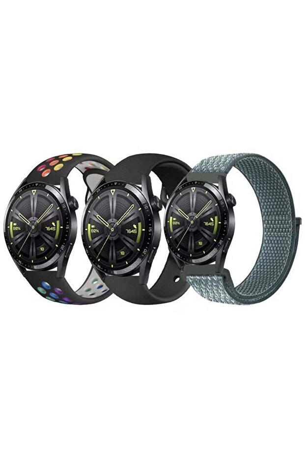 3pcs Watchband Bundle Compatible with Samsung, Huawei, Amazfit, Fitbit & Honor - 22mm