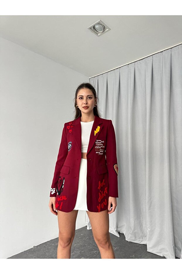 KADIN NAKIŞLI TASARIM CEKET - 3