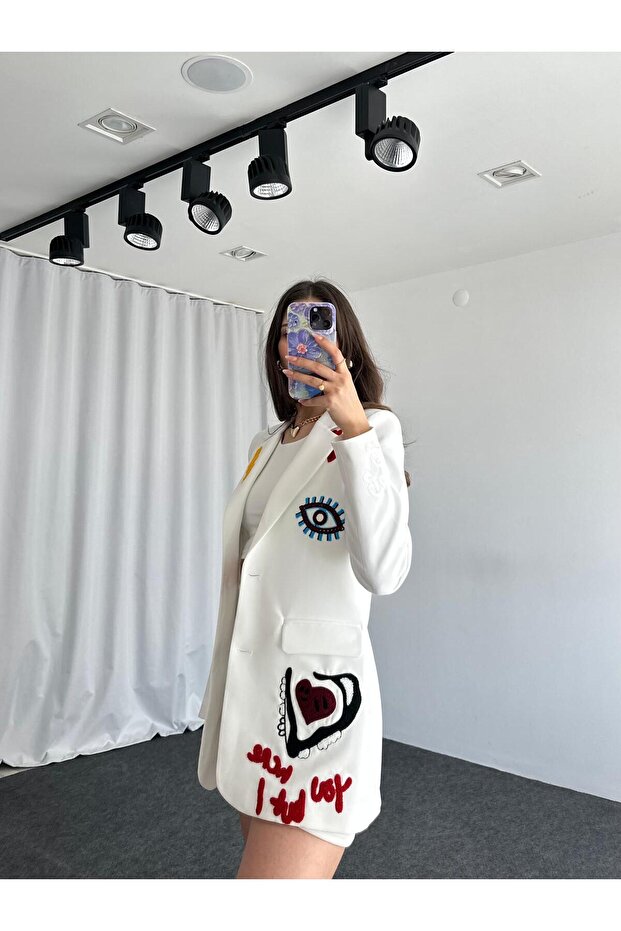 KADIN NAKIŞLI TASARIM CEKET - 4