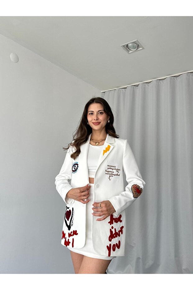 KADIN NAKIŞLI TASARIM CEKET - 6