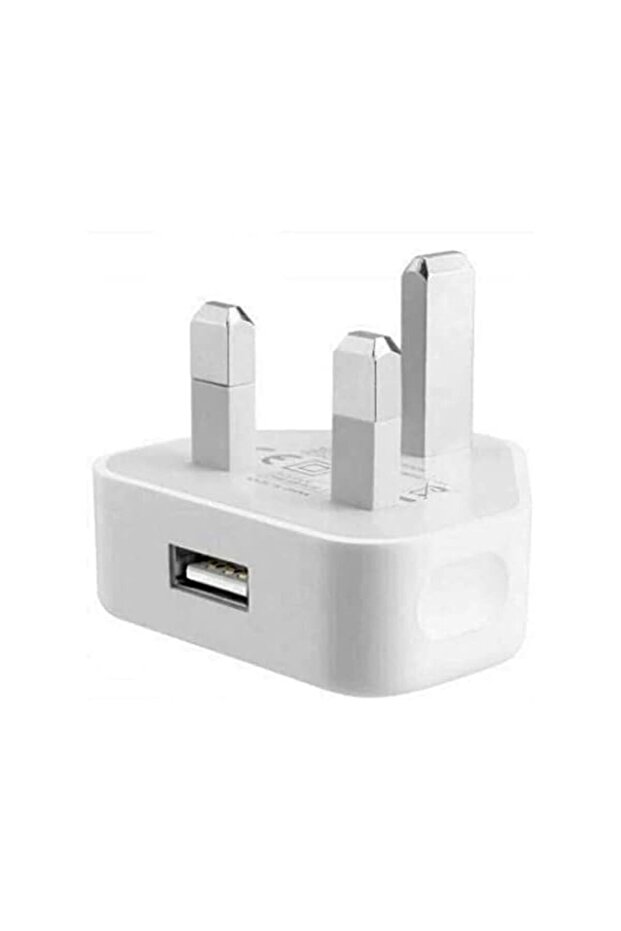 UK Plug 3-Pin adapter charger USB Ports (White)