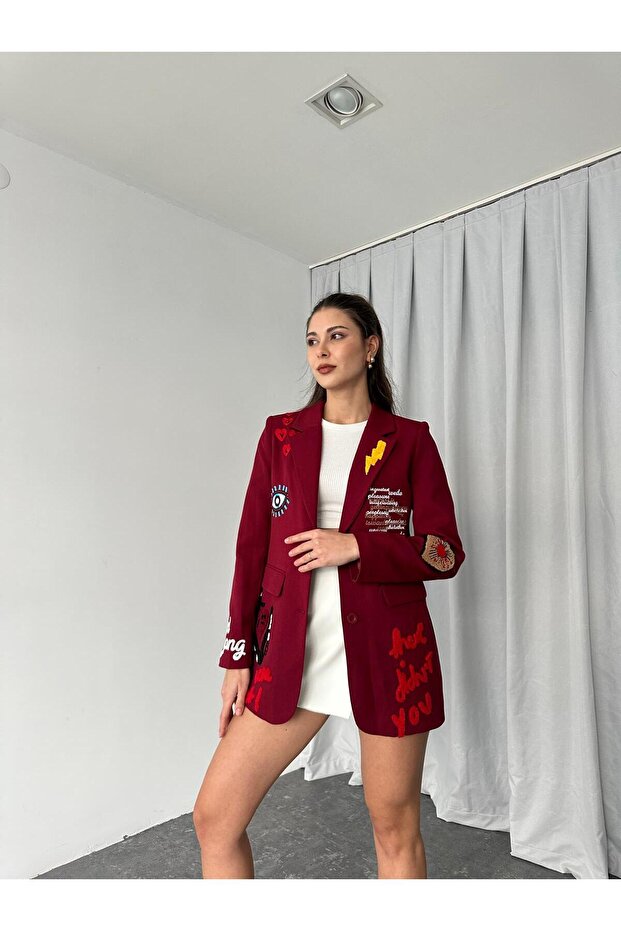 KADIN NAKIŞLI TASARIM CEKET - 1