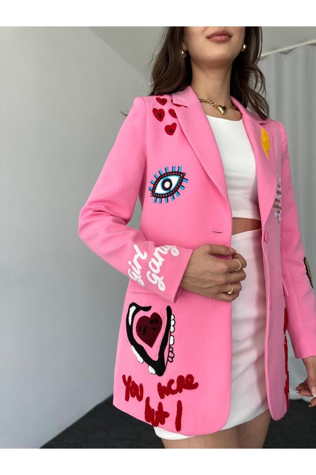 KADIN NAKIŞLI TASARIM CEKET - 8