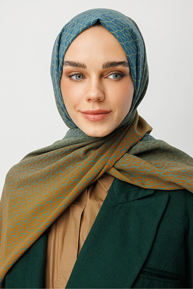 Safran Monogram Hebei İpek Şal - 5