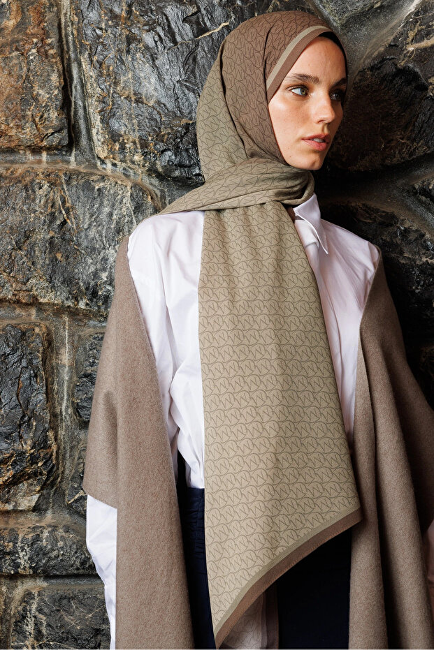 Vizon Monogram Hebei İpek Şal - 1