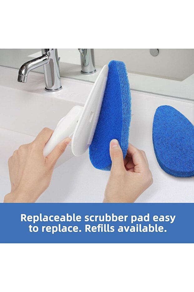 Adjustable 1.3m Long-Handle Bath & Tile Cleaning Brush with 5 Non-Scratch Pads - Qaestfy - 3
