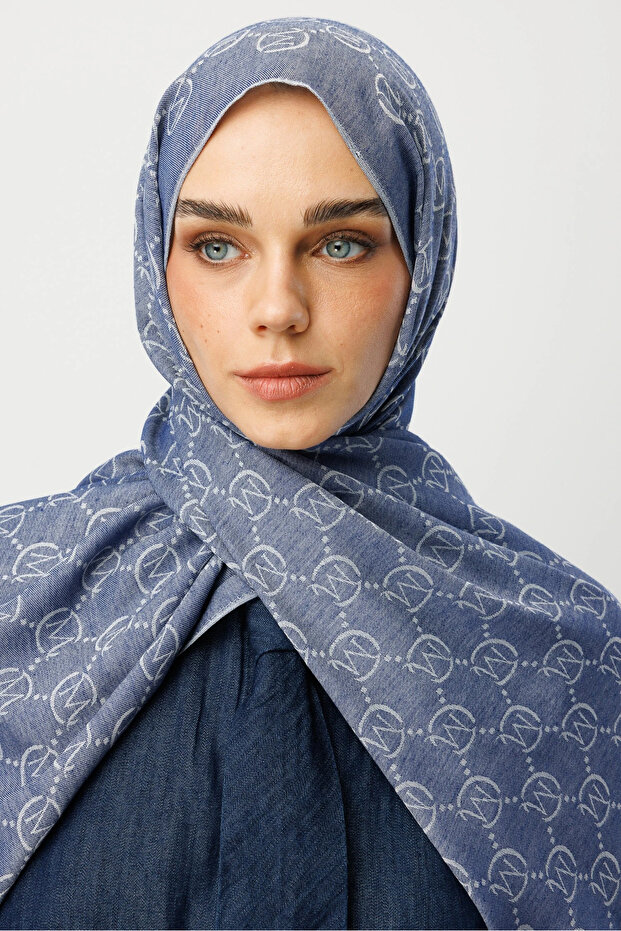 Mavi Yün İpek Şal - 6