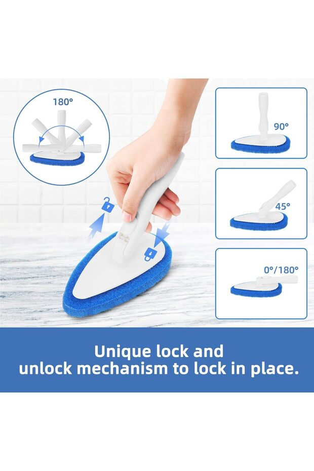 Adjustable 1.3m Long-Handle Bath & Tile Cleaning Brush with 5 Non-Scratch Pads - Qaestfy - 4