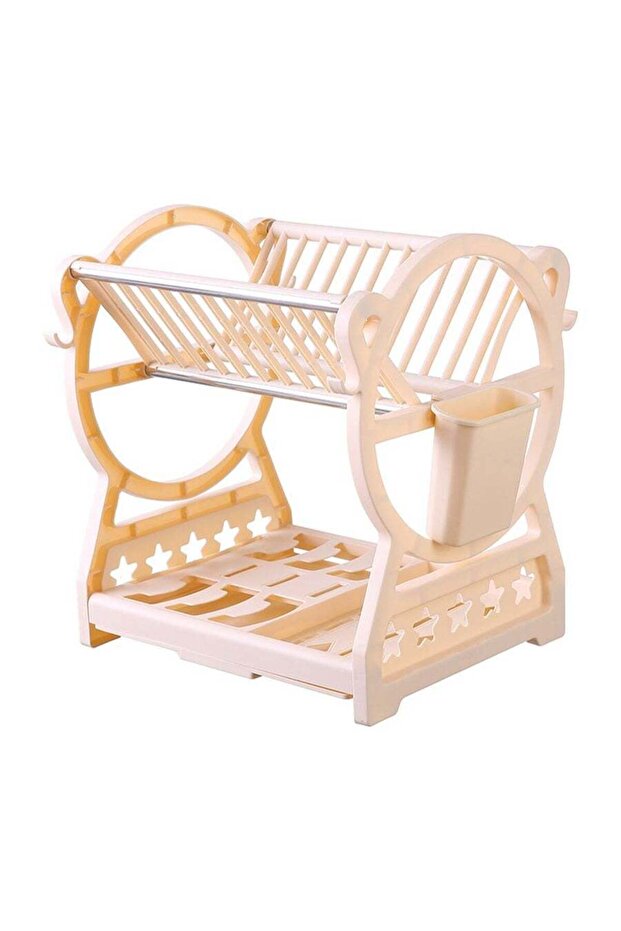 Large Capacity 2-Tier Dish Drying Rack for Plates, Bowls, Glasses & Utensils – Drain Tray Included