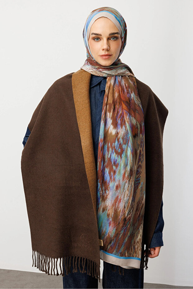 Blue Leopard Pattern Hemp Shawl - 2