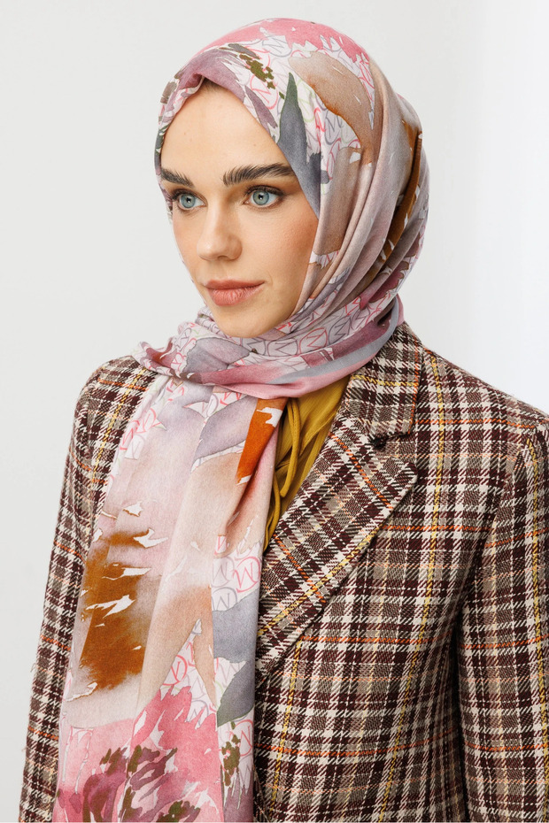 Pink Mc Pattern Ramie Shawl - 3