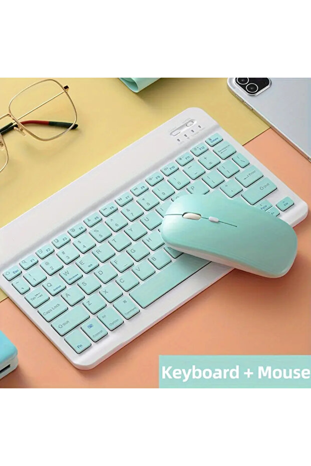 MaffStuff® green wireless keyboard and mouse set – silent, Bluetooth - 5