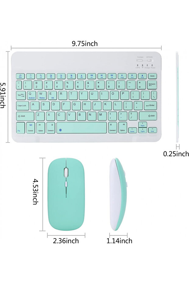 MaffStuff® green wireless keyboard and mouse set – silent, Bluetooth - 3