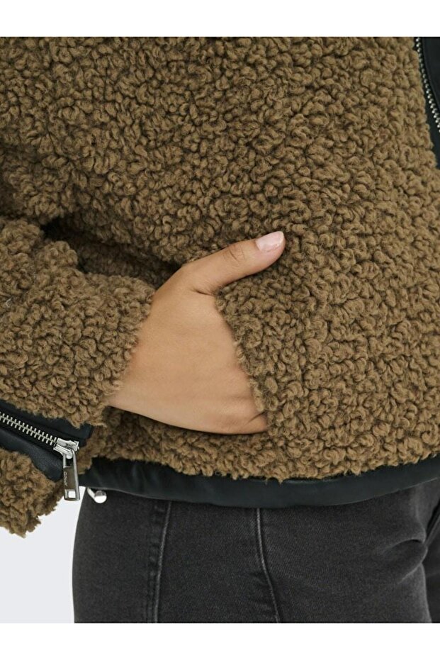 Kadin Kahve Onlpatti Life Teddy Short Jacket Cc Otw Ceket 15349409-Cocoacrém - 7