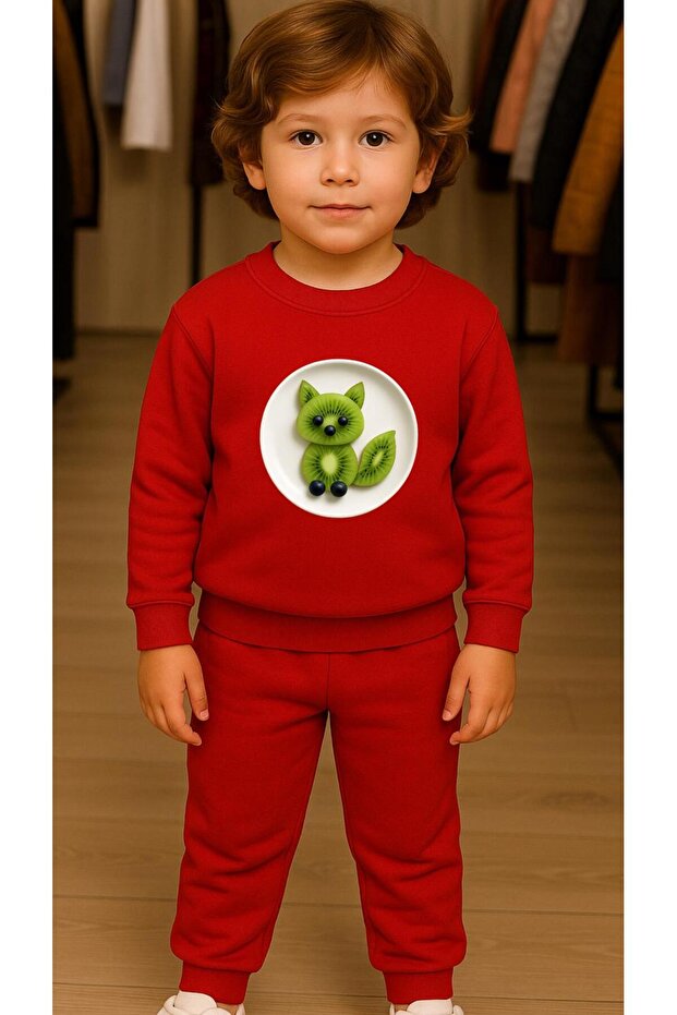 Children's Suit Sweatshirt Ki̇vi̇ Ba Printed Iz Boys' Crew Neck3 4-5-6-7-8-9-10-11-12Years