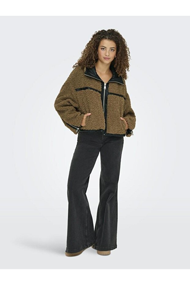 Kadin Kahve Onlpatti Life Teddy Short Jacket Cc Otw Ceket 15349409-Cocoacrém - 2
