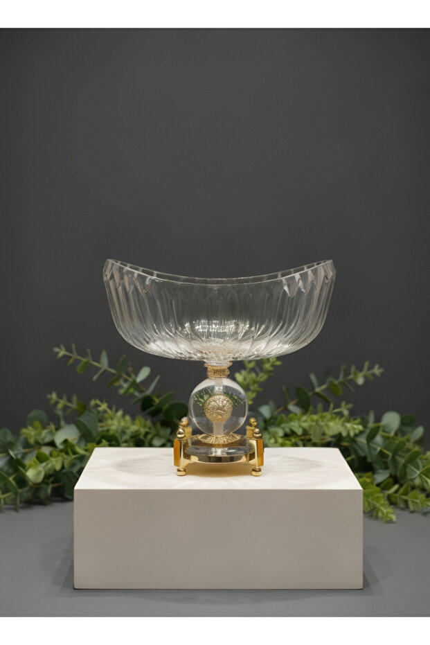 Ultra Luxury Premium Crystal Gold Gondola Bowl Decorative Table & Living Room Accessory